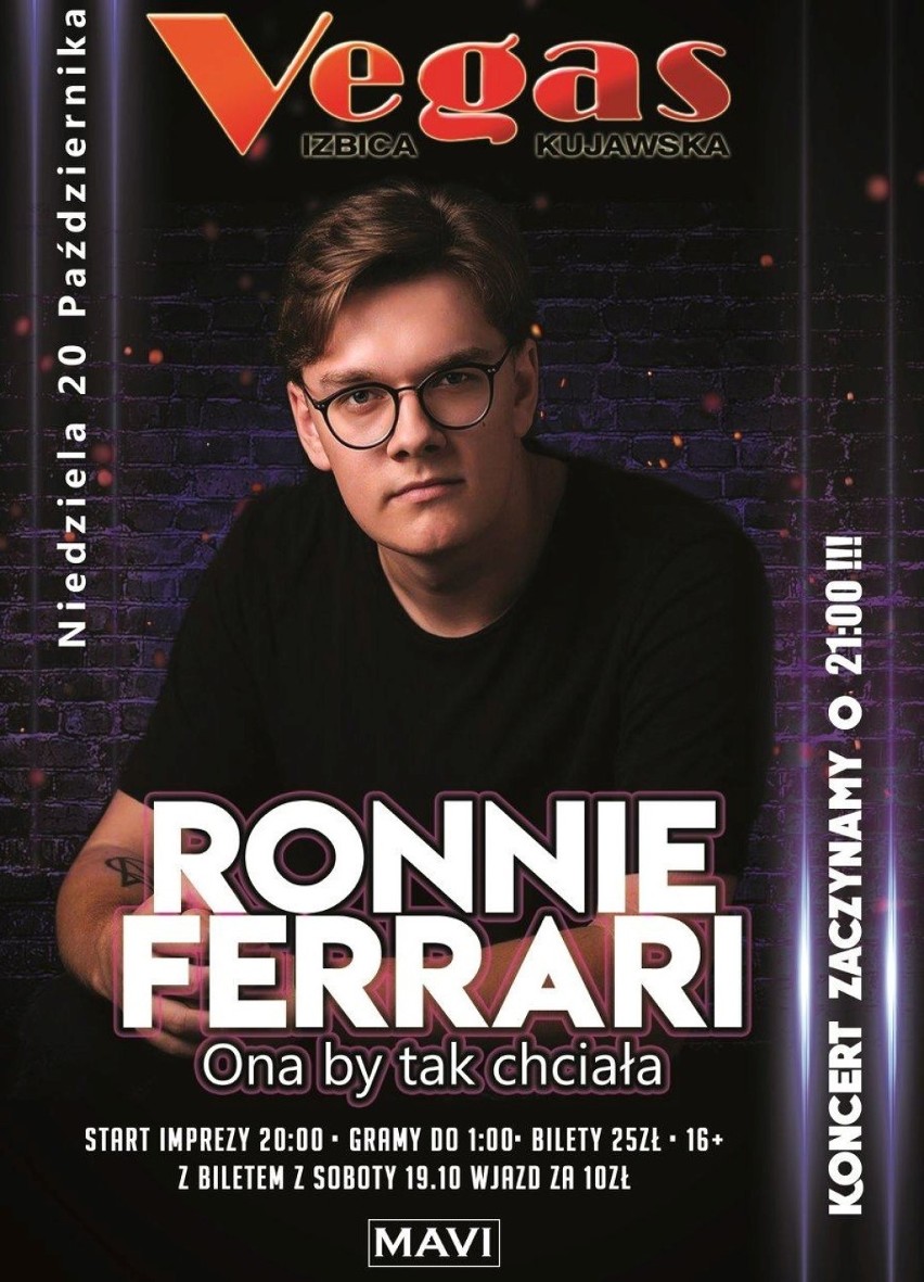 Ronnie Ferrari pochodzący z Włocławka, twórca popularnego hitu "Ona by tak chciała", zagra koncert w regionie 