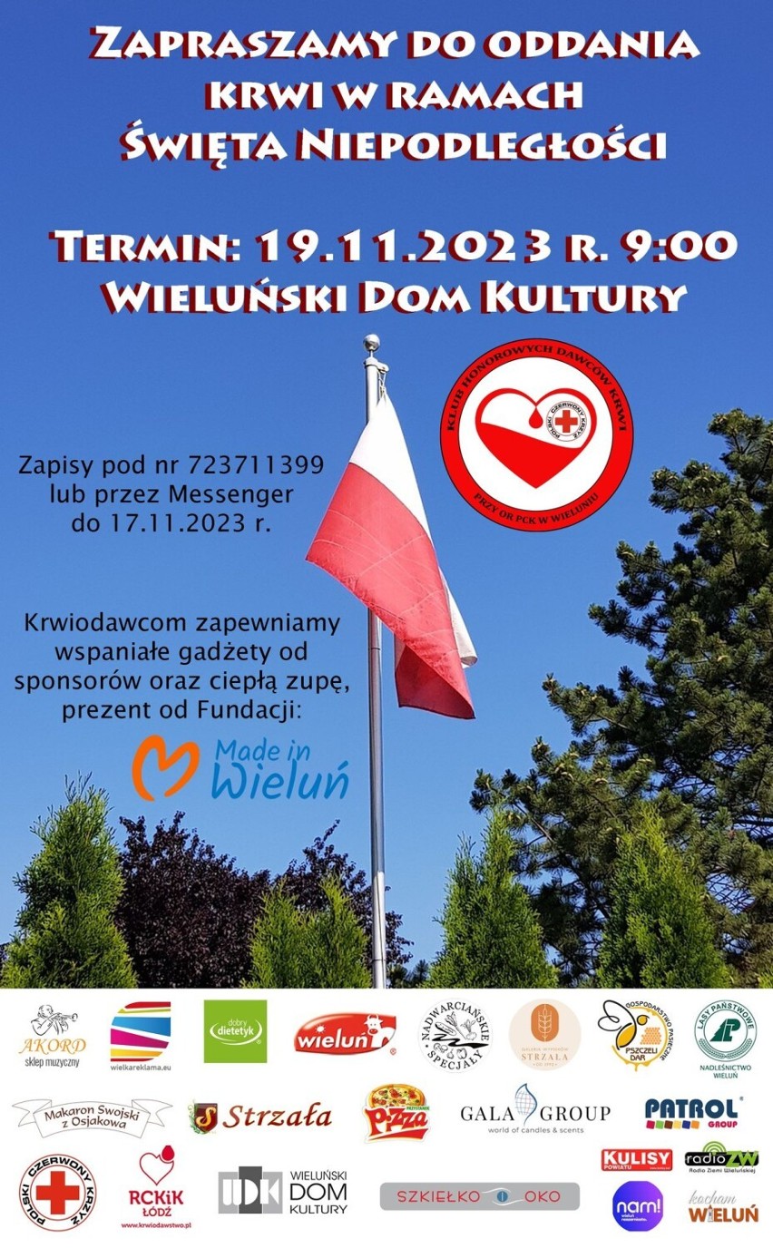 Akcja honorowego krwiodawstwa w Wieluniu odbędzie się 19 listopada