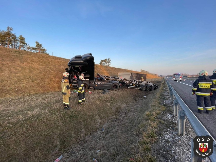 Wypadek na autostradzie A1 w gminie Brześć Kujawski