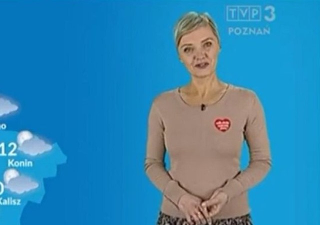 Patrycja Kasperczak w niedzielę prognozę pogody zapowiadała z czerwonym serduszkiem.