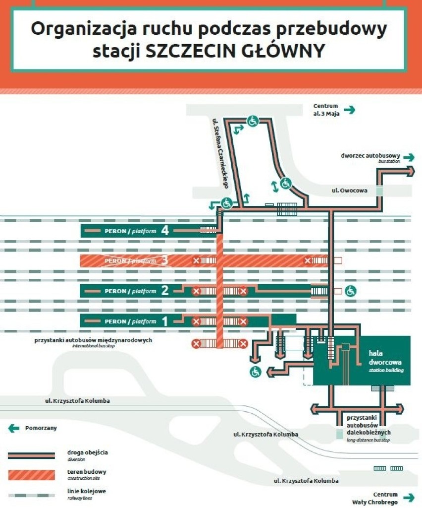 Przebudowa dworca w Szczecinie. Nie wejdziemy na starą kładkę. Zobacz, jaki jest postęp prac [ZDJĘCIA]