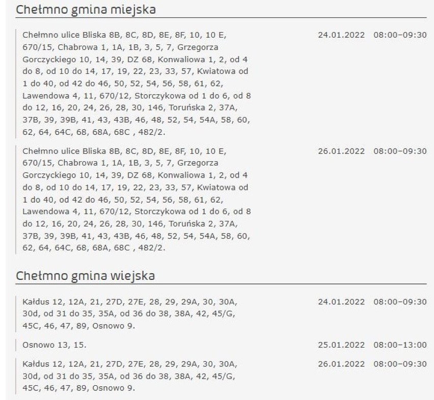 Wyłączenia prądu w Kujawsko-Pomorskiem. Wiemy gdzie i kiedy [miasta, gminy - 23 stycznia 2022]