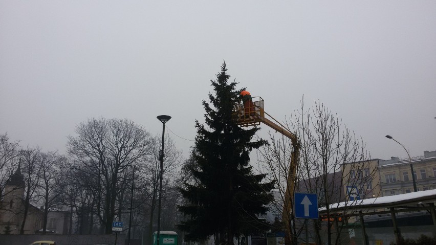 Choinka Sosnowiec: drzewko spod dworca rozmontowane [ZDJĘCIA]