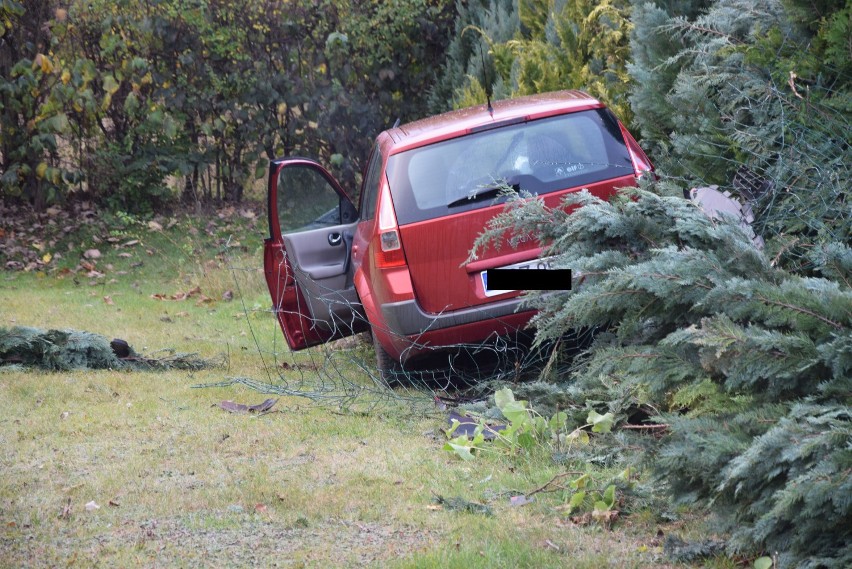 Wołcza Mała. Kierowca renaulta wypadł z zakrętu i wjechał na posesję (FOTO)