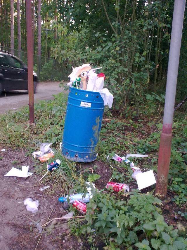 Wszystkie śmietniki publiczne w Stegnie i Jantarze są zapełnione po brzegi