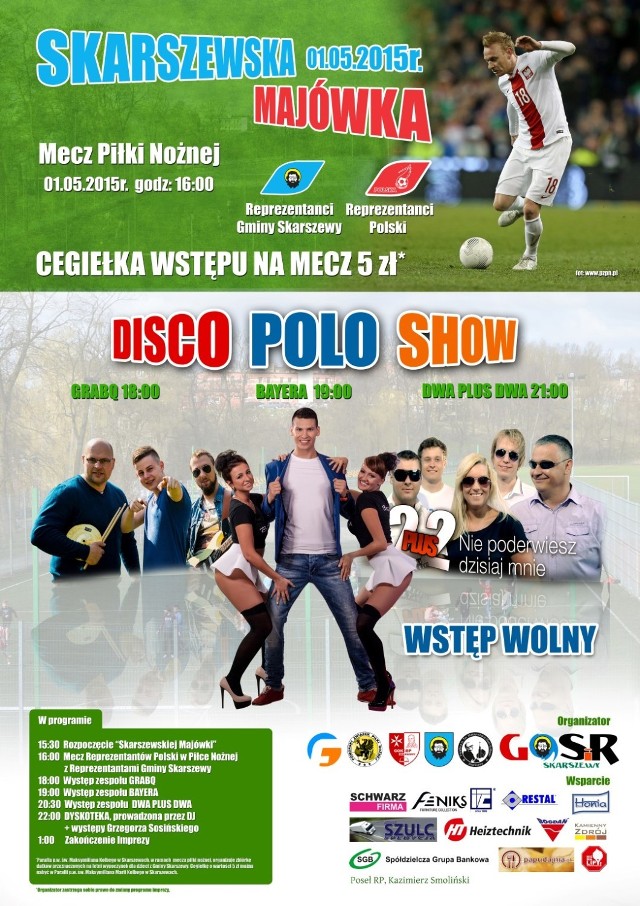 Majówka w Skarszewach: Disco polo i piłka nożna