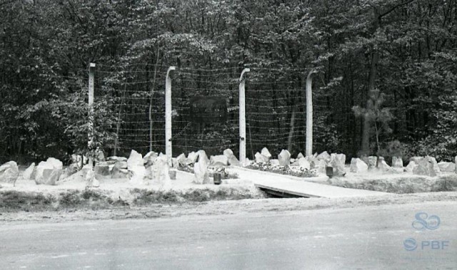 9 maja 1965 r. „Tablica obok miejsca straceń”. Fotografie pochodzą ze zbiorów Archiwum Państwowego w Kraśniku, zespół akt Kraśnickiej Fabryki Wyrobów Metalowych.