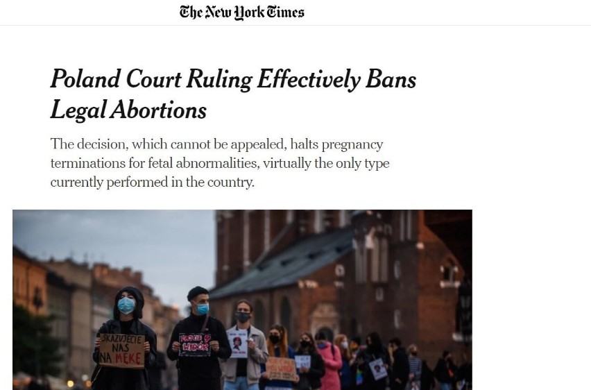 The New York Times podkreśla, że od decyzji Trybunału...