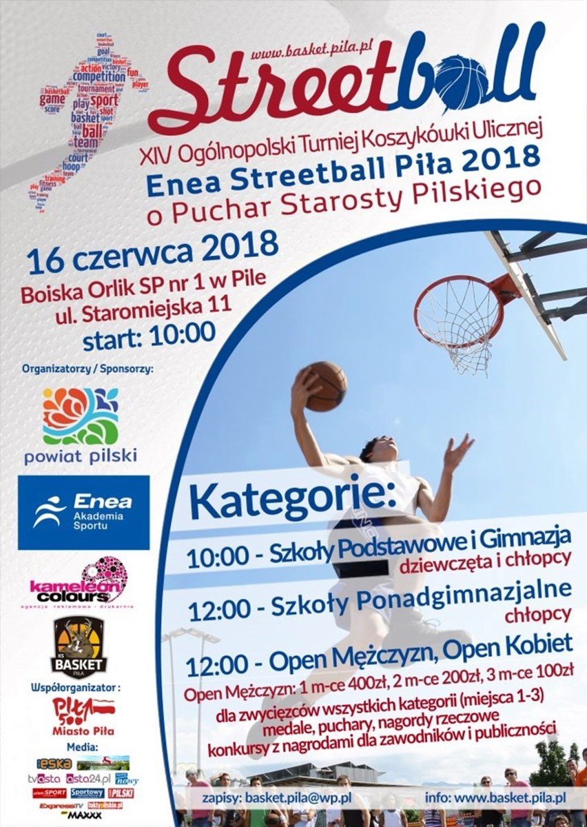 W Pile odbył się XIV Turniej Koszykówki Ulicznej „Enea Streetball Piła 2018” o Puchar Starosty Pilskiego. Zobacz zdjęcia