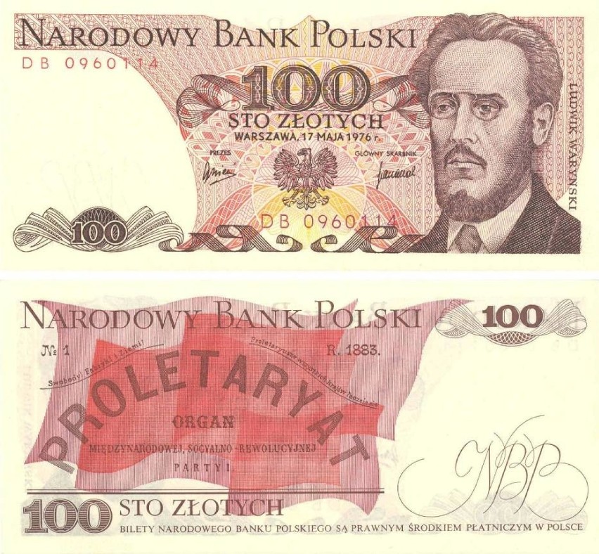 Banknot 100 zł przedstawiał Ludwika Waryńskiego. To...