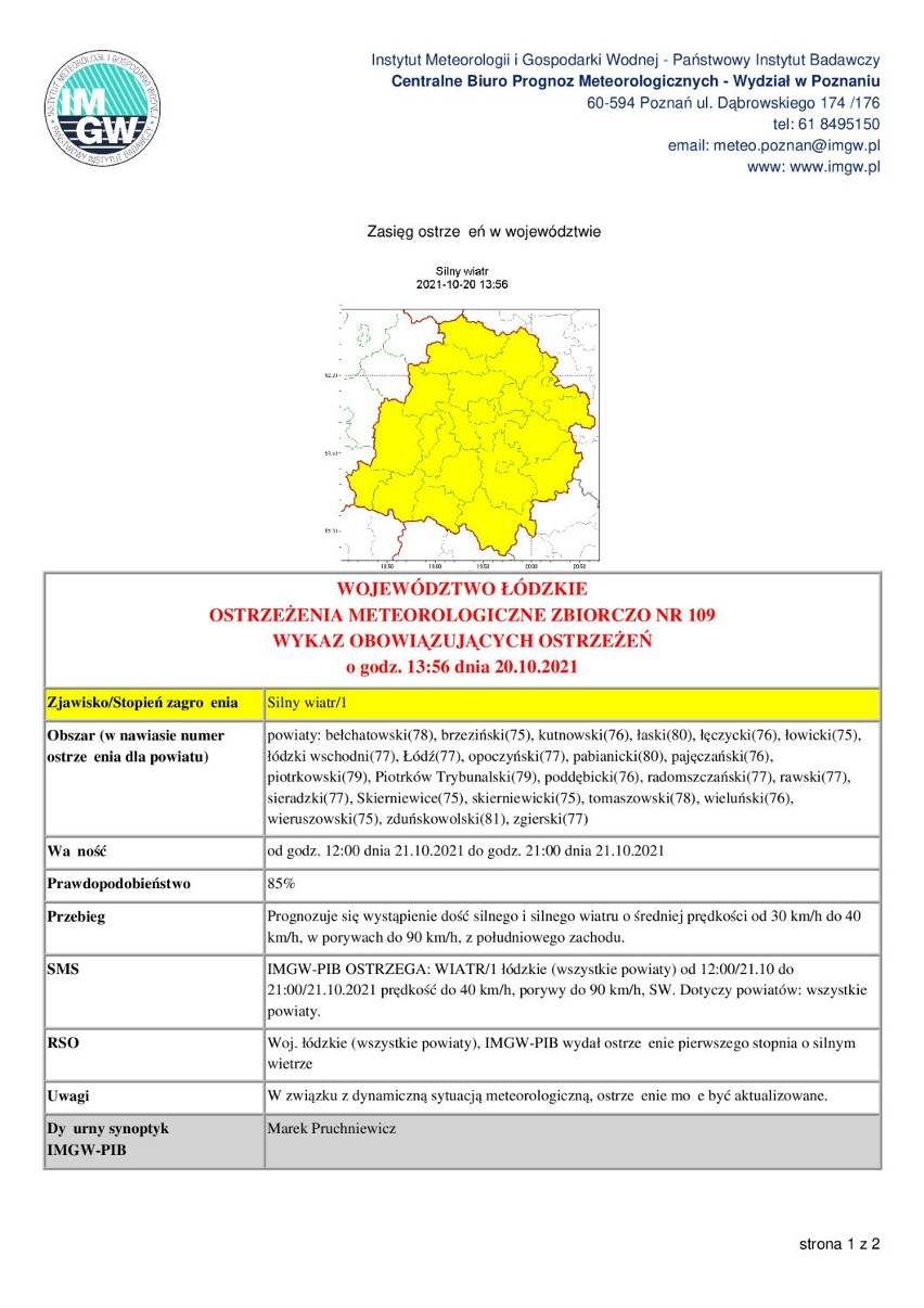 Ostrzeżenie przed silnym wiatrem. Powieje w czwartek