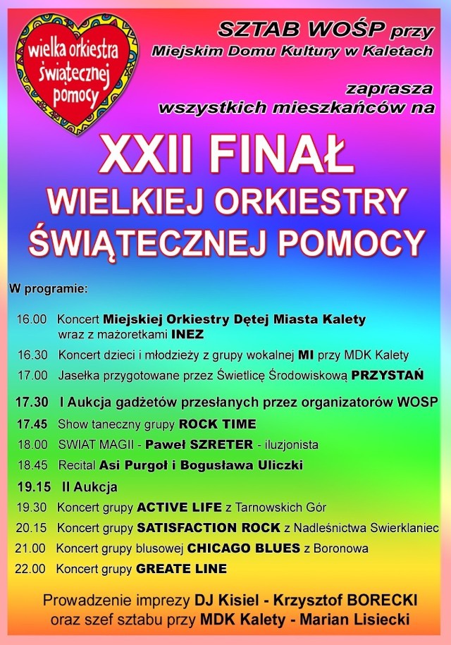 Plakat finału WOŚP 2014 w Kaletach