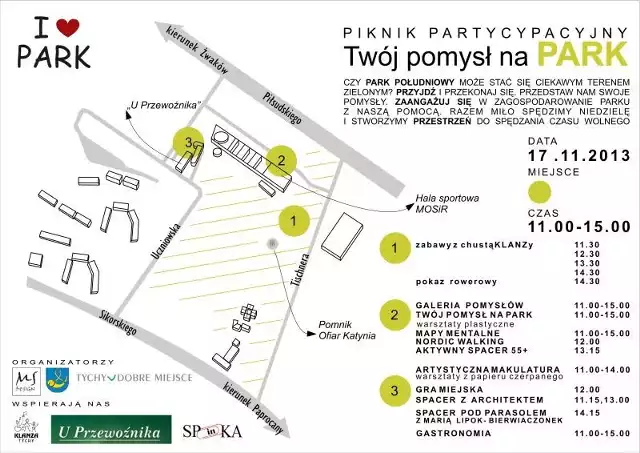 Park Południowy w Tychach. Plan pikniku partycypacyjnego w Tychach