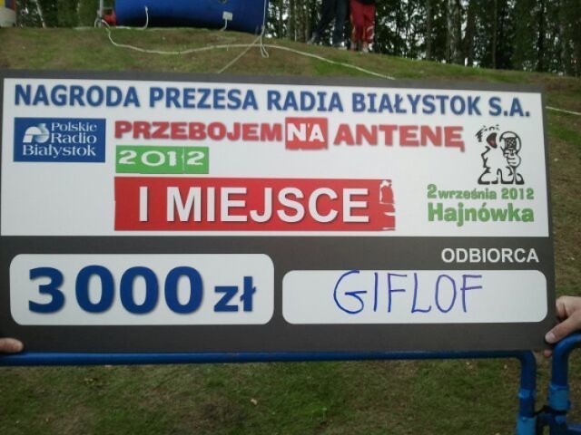 Zespół otrzymał 3 tys. złotych, 60 godz. sesji w studiu Rembrandt (nagroda prezesa Polskiego Radia Białystok) oraz promocję singla &quot;Duchy i Ludzie&quot; w rozgłośniach regionalnych w całej Polsce