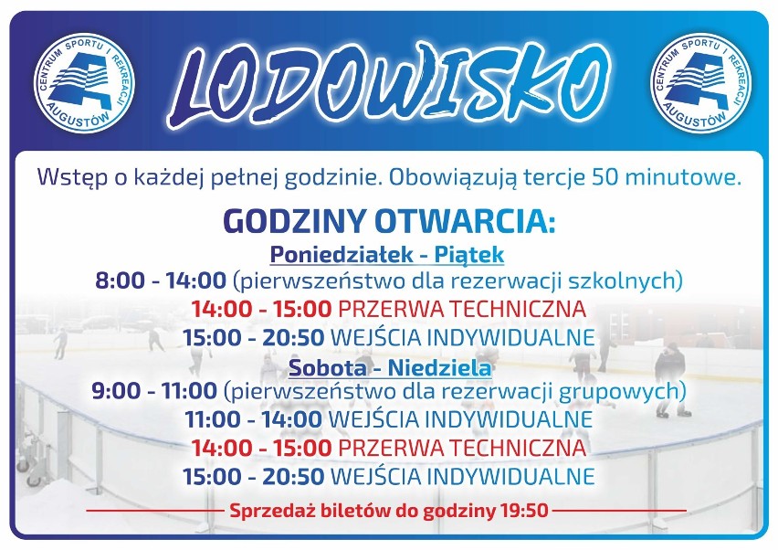 Augustów: Od poniedziałku otwarte będzie lodowisko. Tego dnia na łyżwach pojeździmy za darmo