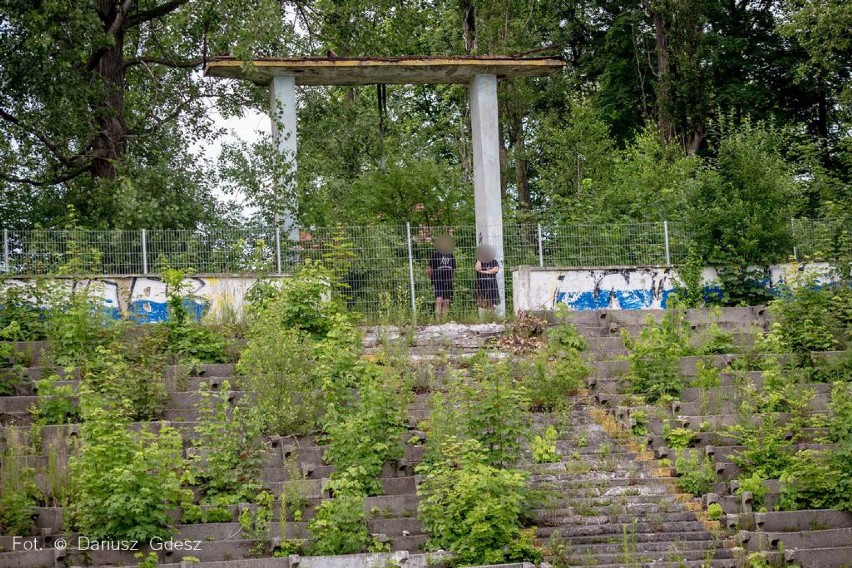 Wałbrzych: Legendarny stadion Górnika na Nowym Mieście zarasta las [ZDJĘCIA]