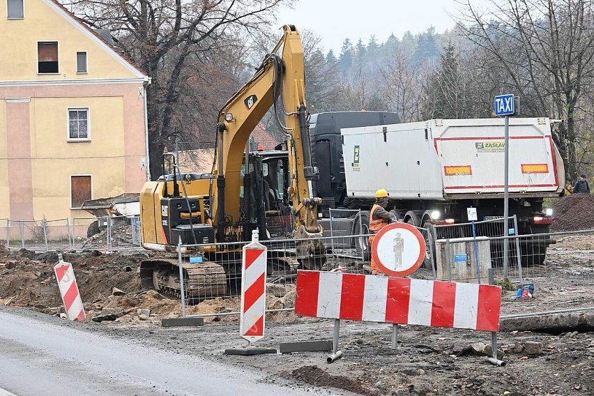 Prace na ulicy 1 Maja w Wałbrzychu