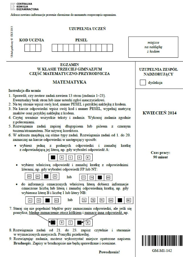 Egzamin gimnazjalny 2014: gimnazjaliści pisali dziś test z matematyki. Zobaczcie arkusze egzaminacyjne, wkrótce opublikujemy odpowiedzi