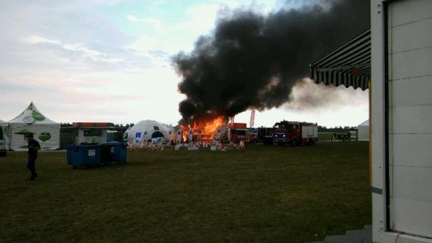 Pożar na terenie miasteczka festiwalowego Open'er w Gdyni...