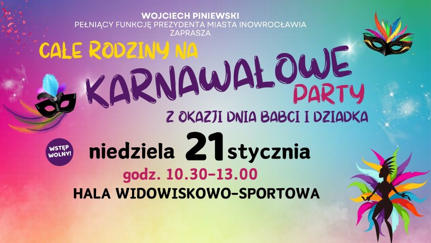 Takiej imprezy jeszcze  w Inowrocławiu nie było! Wkrótce będziemy się bawić na Karnawałowy Party w hali widowiskowo-sportowej
