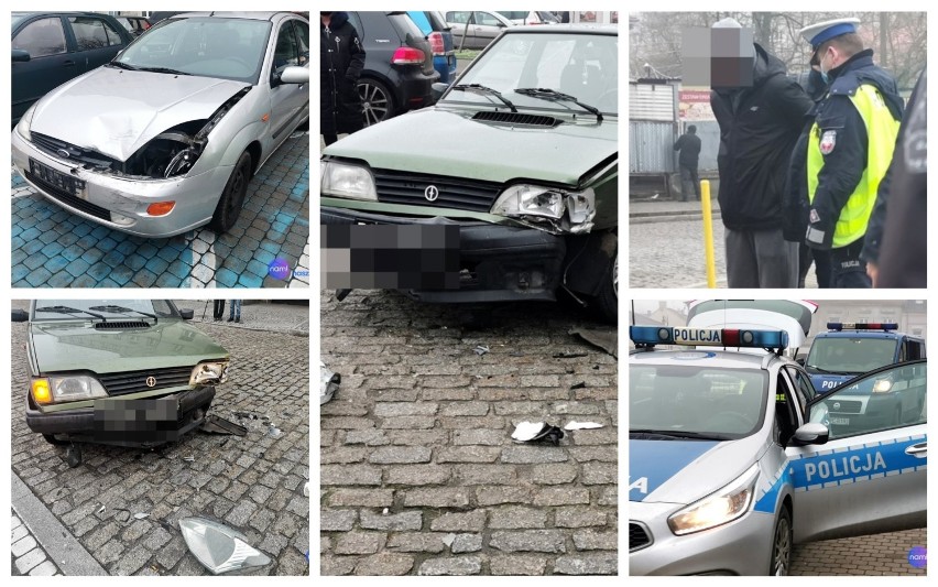 Wypadek poloneza z fordem na Zielonym Rynku we Włocławku