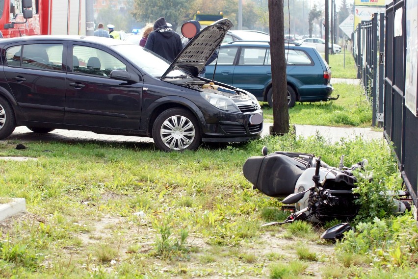 Wypadek motocyklisty na ulicy Warszawskiej w Kaliszu