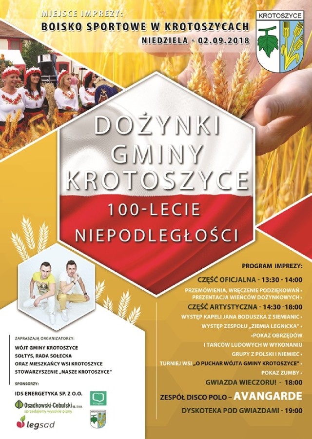 Dożynki Gminy Krotoszyce, 100-lecie Niepodległości.