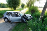 Poważny wypadek w miejscowości Małe Rudy w powiecie nakielskim. Auto uderzyło w drzewo, pięć osób poszkodowanych [zdjęcia]