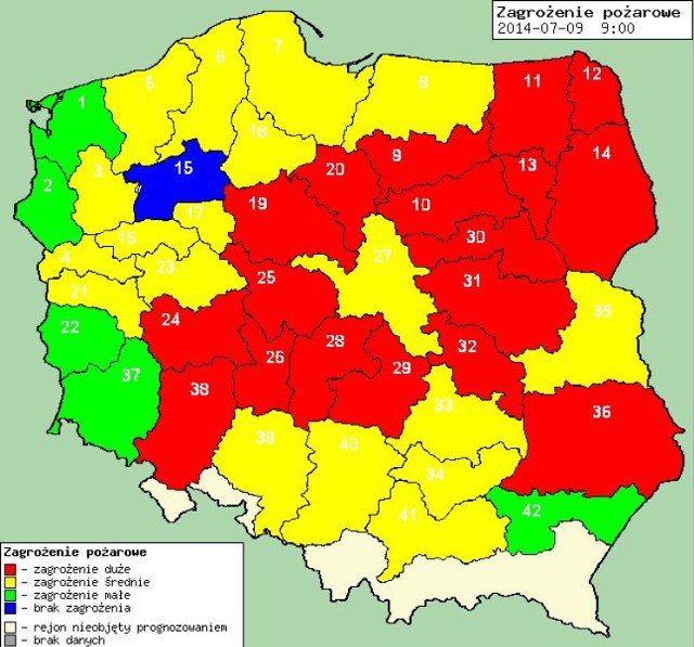 Pożary lasów. Zagrożenie pożarowe na terenie mazowieckiego [MAPA]