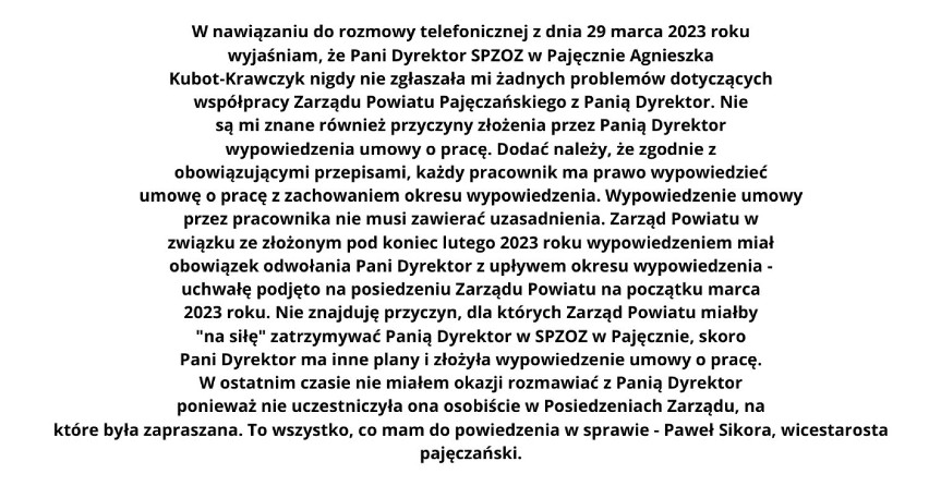 Klamka zapadła. Dyrektorka szpitala w Pajęcznie odchodzi. Dlaczego?