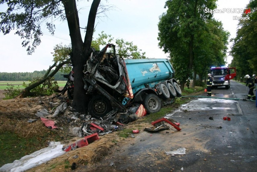 Tragiczny wypadek w Łobodnie. Ciężarówka uderzyła w drzewo [ZDJĘCIA] Policja poinformowała o śmierci kierowcy