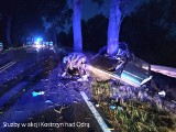Tragedia. Samochód roztrzaskał się na drzewie. Trzy osoby nie żyją. Z auta prawie nic nie zostało 