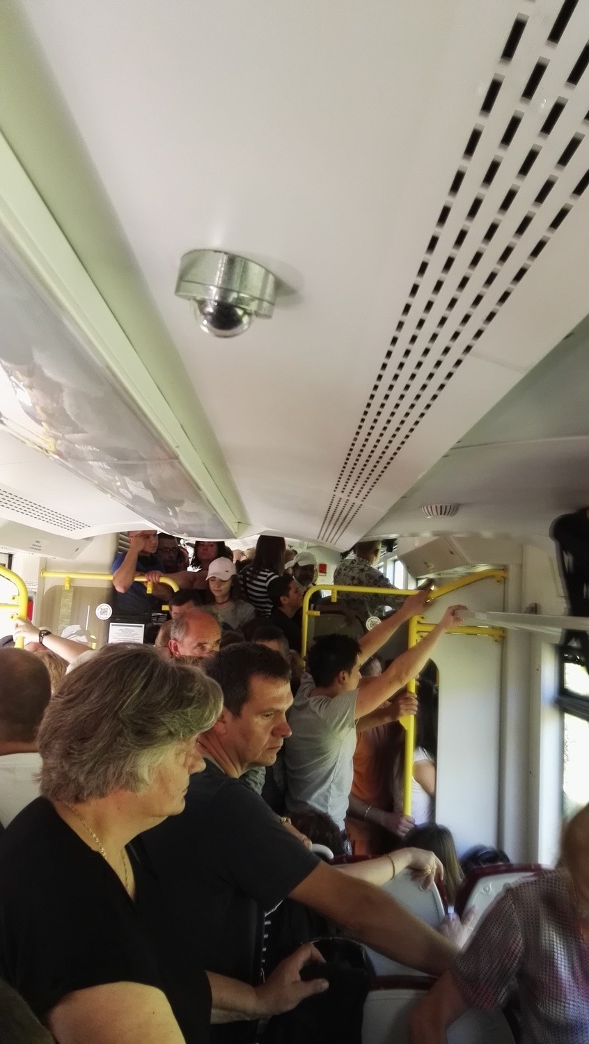 Zdjęcie przepełnionego pociągu z podróży do słowackiego...