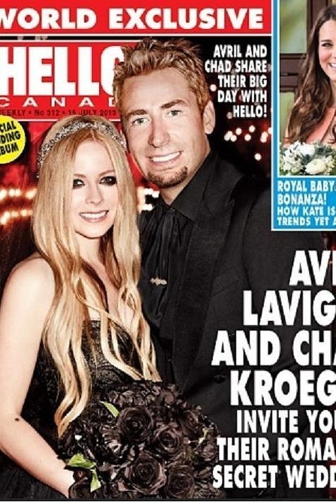 Okładka magazynu "Hello" z Avril Lavigne i Chadem Kroegerem (fot. Internet)