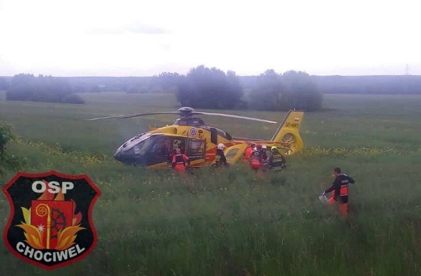 Wypadek na "chociwelce". Kierującą zabrał ratowniczy śmigłowiec. Ruch odbywa się wahadłowo