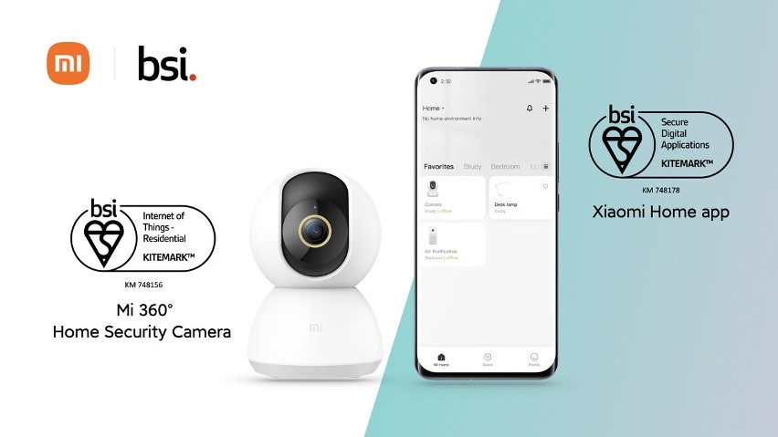 Mi 360° Home Security Camera i aplikacja Xiaomi Home uzyskały brytyjski certyfikat cyberbezpieczeństwa BSI Kitemark
