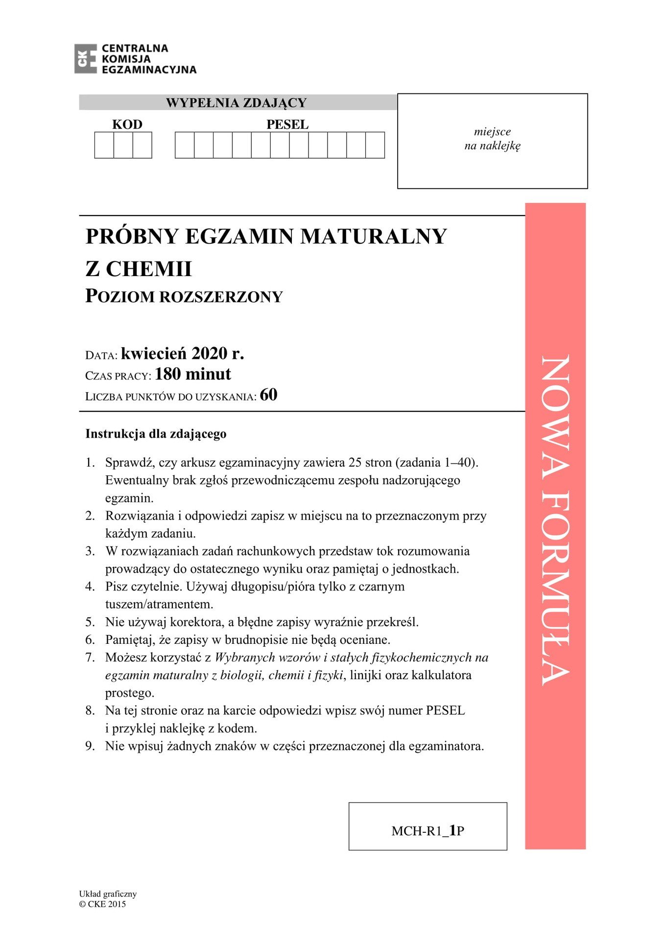 Matura próbna 2020 CKE - chemia. Sprawdź arkusz maturalny z chemii i