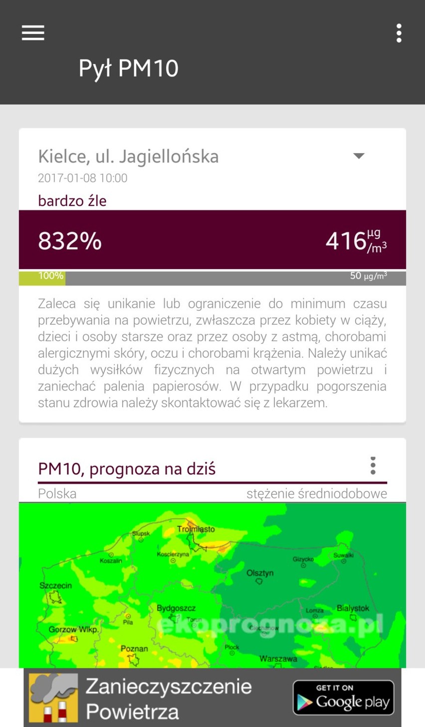 Smog nad Kielcami. Normy przekroczone ośmiokrotnie!