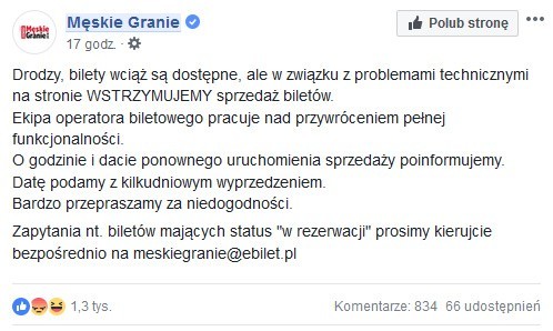 Męskie Granie: sprzedaż e-biletów z kłopotami. Koncerty m.in. w Katowicach i w Żywcu