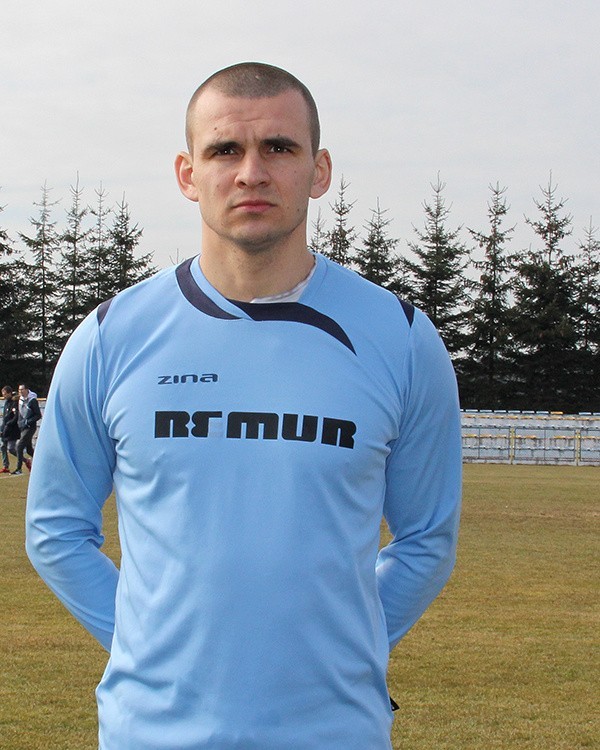 Mateusz Fryc, strzelec dwóch goli dla Wiernej w meczu z Koroną II Kielce.