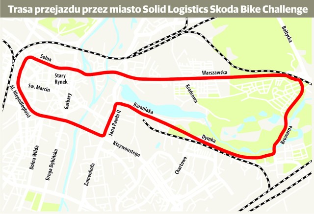 Solid Logistics Skoda Bike Challenge - trasa przejazdu kolarzy przez Poznań