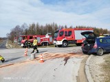 Wypadek w pow. olkuskim. Na drodze pomiędzy Wolbromiem a Trzyciążem zderzyły się dwa samochody osobowe. Są ranni