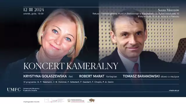Wystąpią Krystyna Gołaszewska - flet i Robert Marat - fortepian. A o muzyce opowie Tomasz Baranowski.