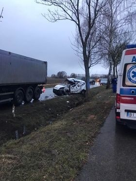 Wypadek na trasie Łapy - Płonka Kościelna