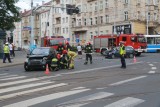 Wypadek dwóch samochodów na skrzyżowaniu Sienkiewicza i Piastowskiej