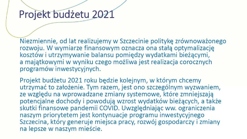 Zobacz projekt budżety Szczecina na 2021 rok....