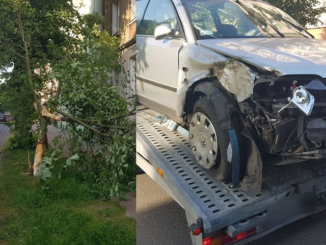 W poniedziałek rano na ul. Lipowej w Białogardzie kierowca Vw passata stracił panowanie nad pojazdem, wypadł z drogi i uderzył w drzewo, które przewróciło się na chodnik. Na szczęście nikt nie ucierpiał.  Kierowca błyskawicznie opuścił pojazd i próbował oddalić się z miejsca zdarzenia, został zatrzymany przez osobę postronną do przyjazdu policji. Podczas pierwszego badania 46 letni mieszkaniec Białogardu kierujący passatem wydmuchał 1 promil. Mężczyźnie zatrzymano uprawnienia do kierowania pojazdami oraz został zatrzymany w trybie przyspieszonym. Trafił do policyjnego aresztu, niebawem stanie przed sądem gdzie odpowie za swój czyn. Zobacz także: Wypadek w Słowinie. Dwie osoby nie żyją