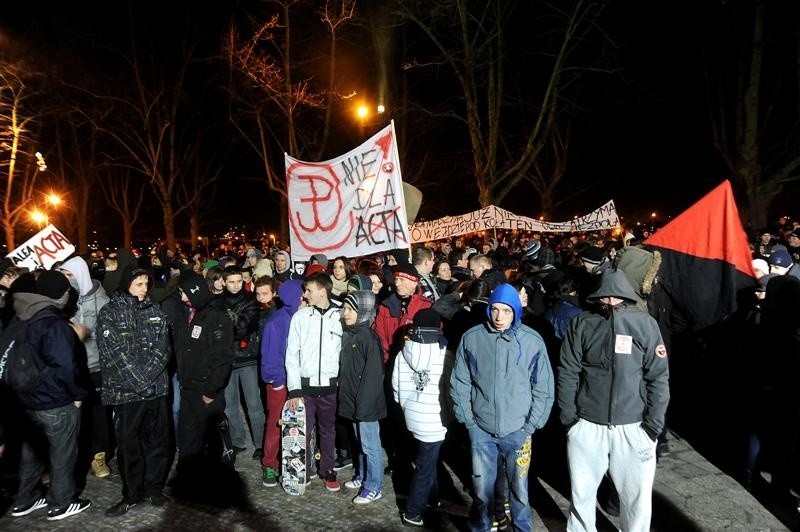 Protest przeciwko ACTA w Szczecinie