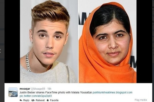 Justin Bieber, Malala Yousafzai (fot. screen z Twitter.com)