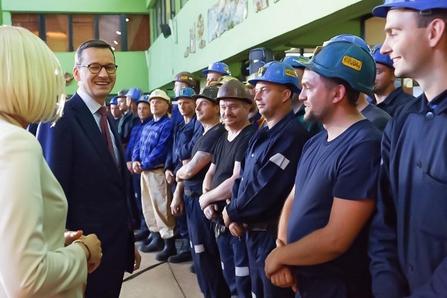 19.09.2018, premier Mateusz Morawiecki podczas spotkania w KWK Ruda Ruch Bielszowice.